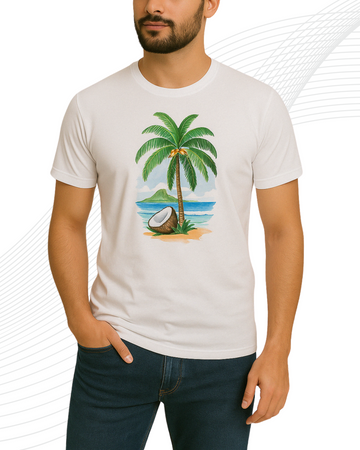 Premium Beach Plam Printed T-Shirt/Tee for Men – Cotton Jersey Fabric (3268)