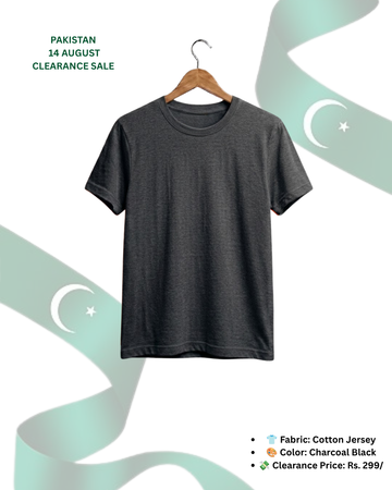 Charcoal Black T-Shirt/Tee for Men – Cotton Jersey Fabric (Code 5540)