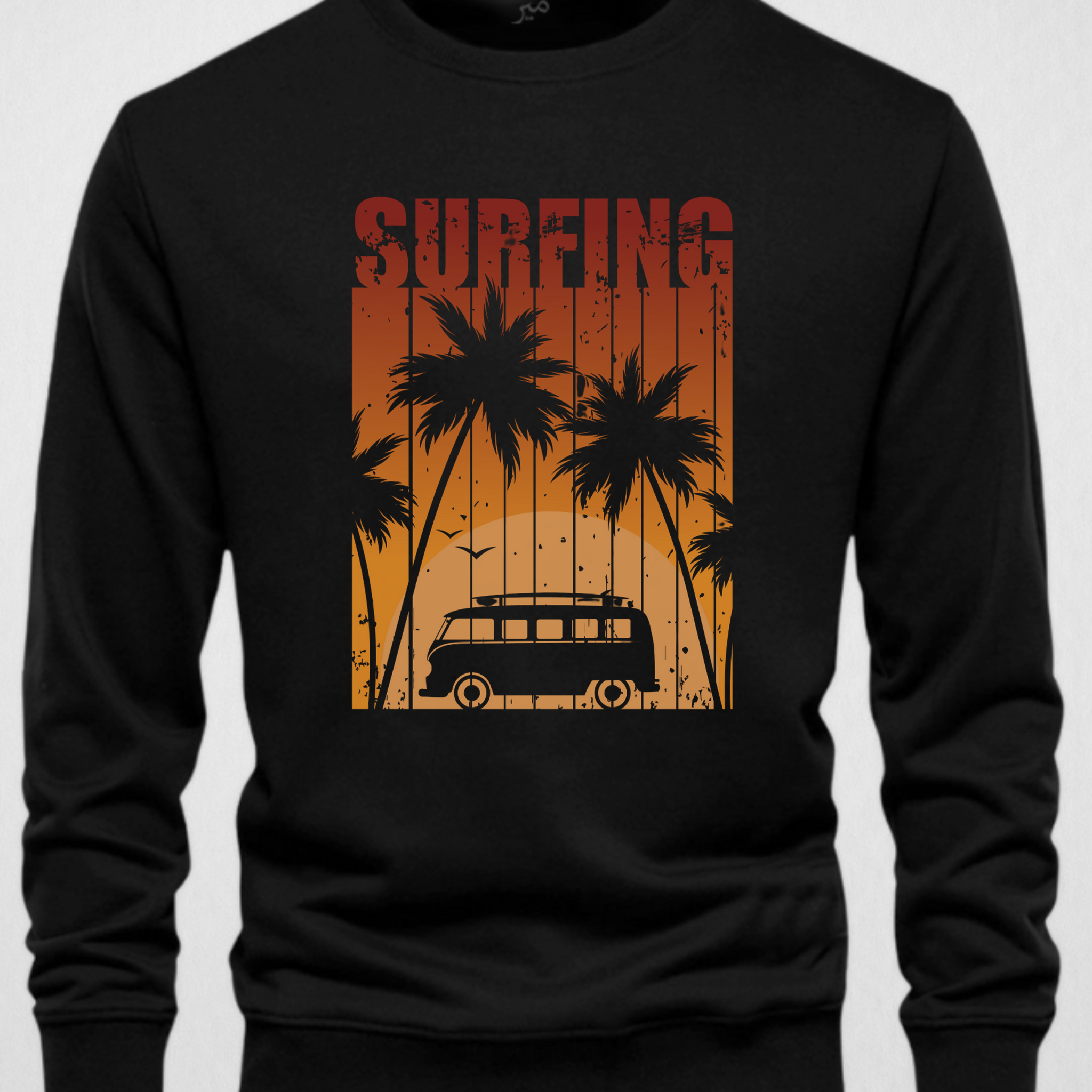 Black Men's Printed Sweatshirt – Warm and Stylish Fleece (3806)