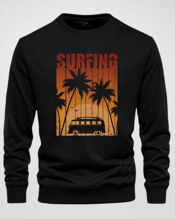 Black Men's Printed Sweatshirt – Warm and Stylish Fleece (3806)