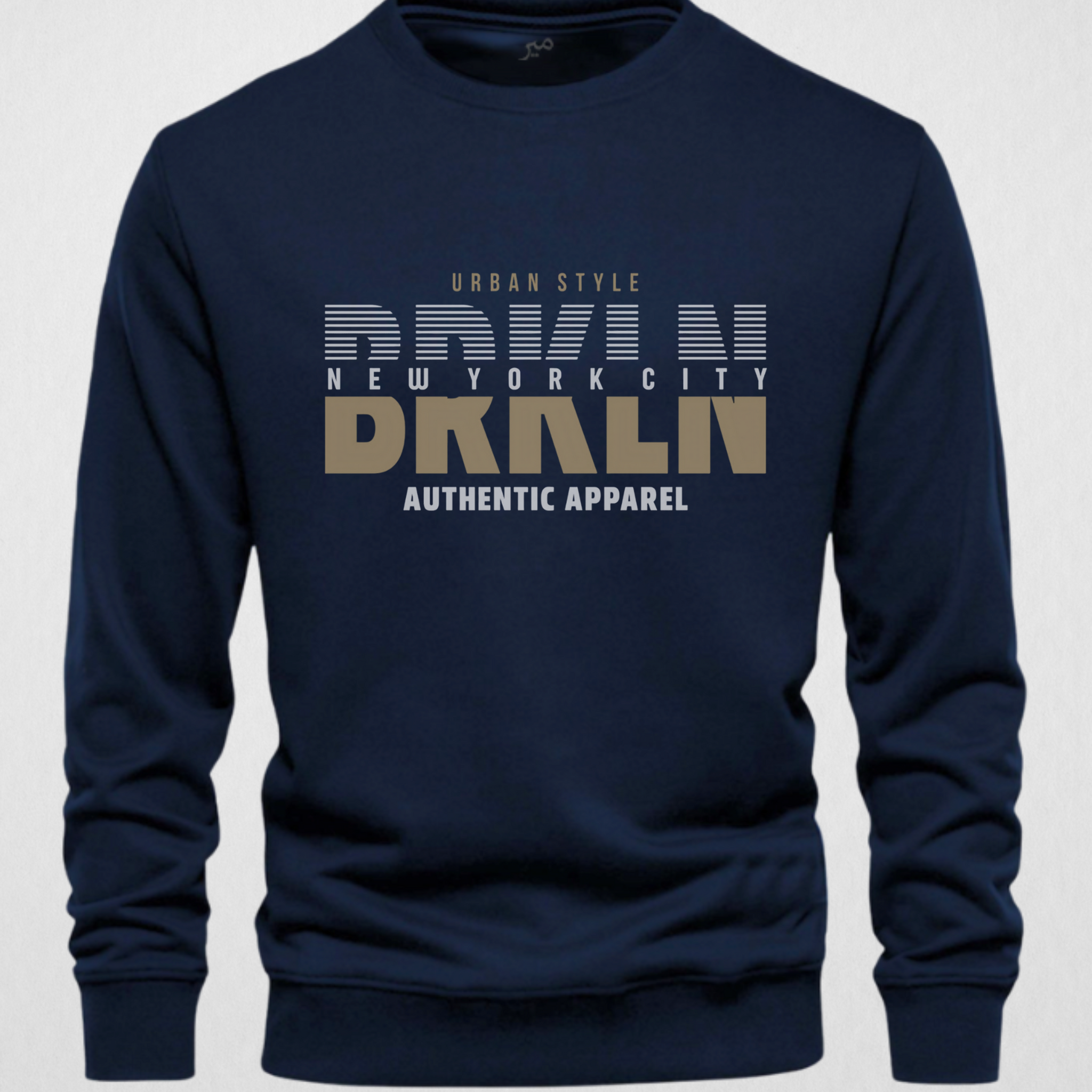 Navy Blue Men's Printed Sweatshirt – Warm and Stylish Fleece (3783)