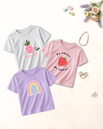 Pack of 3 Kids Printed Shirts – Fun Prints for Girls  (Code 4846)