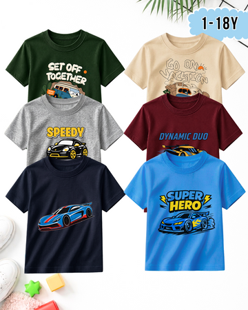 Pack of 6 Kids Printed T-Shirts – Prints for Boys (Code 5314)