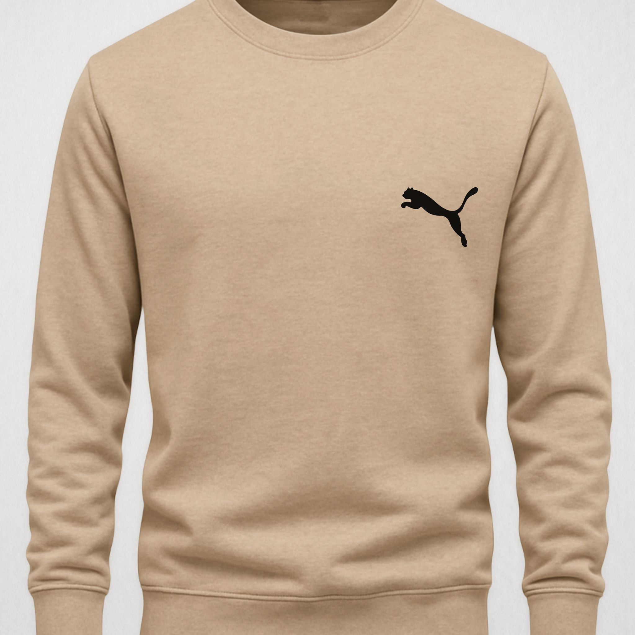 Beige Men's Printed Sweatshirt – Warm and Stylish Fleece (3813)