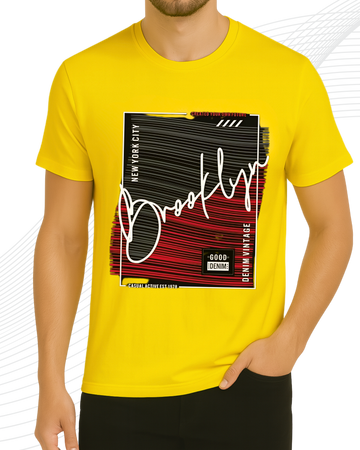 Yellow Brooklyn T-Shirt/Tee for Men – Cotton Jersey Fabric (Code 5176)