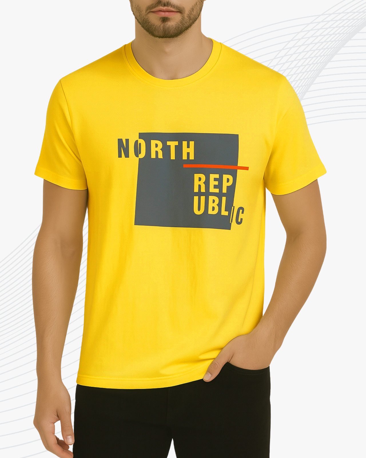 Premium Yellow Printed T-Shirt/Tee for Men – Cotton Jersey Fabric (3441)