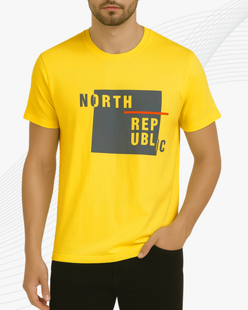 Premium Yellow Printed T-Shirt/Tee for Men – Cotton Jersey Fabric (3441)