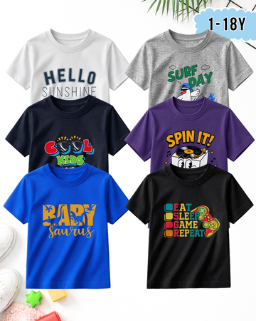 Pack of 6 Kids Printed T-Shirts – Prints for Boys (Code 5315)