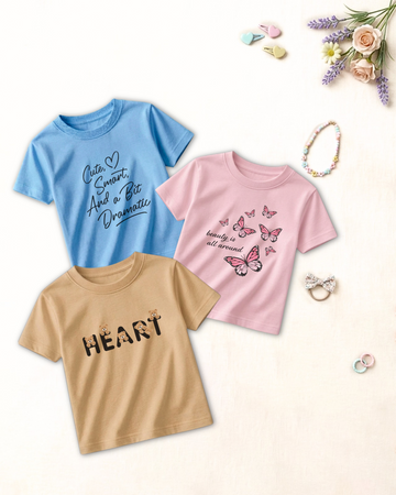 Pack of 3 Kids Printed Shirts – Fun Prints for Girls  (Code 4847)