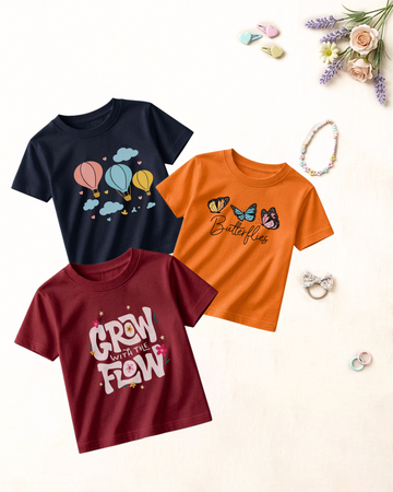 Pack of 3 Kids Printed Shirts – Fun Prints for Girls  (Code 4848)