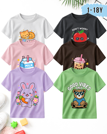 Pack of 6 Kids Printed T-Shirts – Prints for Girls (Code 5316)
