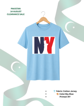 Sky Blue NY T-Shirt/Tee for Men – Cotton Jersey Fabric (Code 5250)