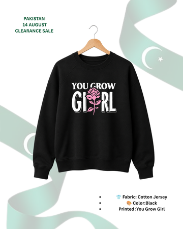 Black Women's Printed Sweatshirt – Warm and Stylish Fleece (Code 3479)