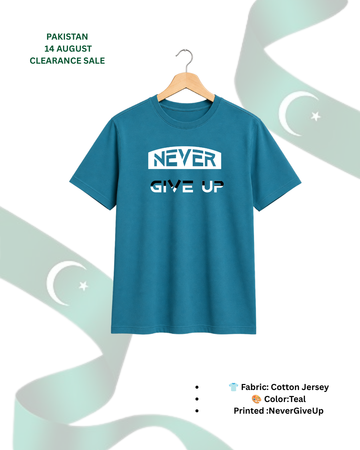 Teal Printed T-Shirt/Tee for Men – Cotton Jersey Fabric (Code 5563)
