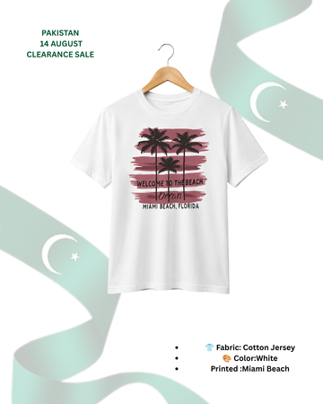 Premium Miami Beach Printed T-Shirt/Tee for Men – Cotton Jersey Fabric (Code 5451)