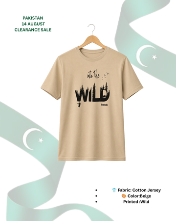 Beige Who the Wild T-Shirt/Tee for Men – Cotton Jersey Fabric (Code 5493)