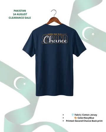 Only Medium Size – Navy Blue Men Back Printed T-Shirt (Code 5449)