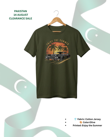 Premium Enjoy The Summer Printed T-Shirt/Tee for Men – Cotton Jersey Fabric (Code 5447)