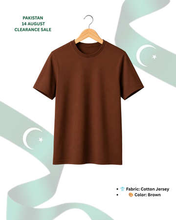 Premium Plain Brown T-Shirt/Tee for Men – Cotton Jersey Fabric (Code 5504)