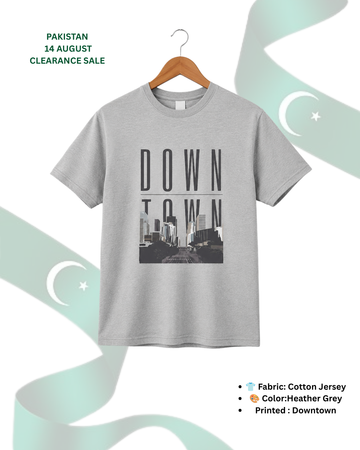 Heather Grey Downtown Printed T-Shirt/Tee for Men – Cotton Jersey Fabric (Code 5499)