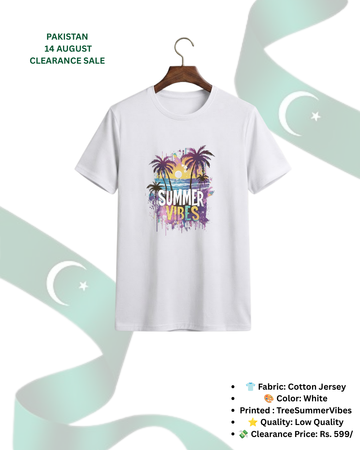 White Printed T-Shirt/Tee for Men – Cotton Jersey Fabric (Code 5537)