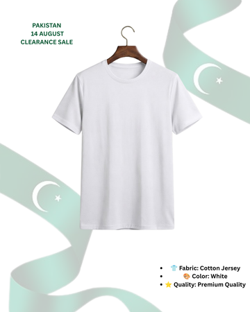 Men's White Knitted Jersey Crew Neck T-Shirt (Code 3103)
