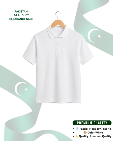 Men's White Pique Polo Shirt (Code 3329)