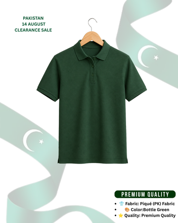 Men's Bottle Green Pique Polo Shirt (Code 4443)