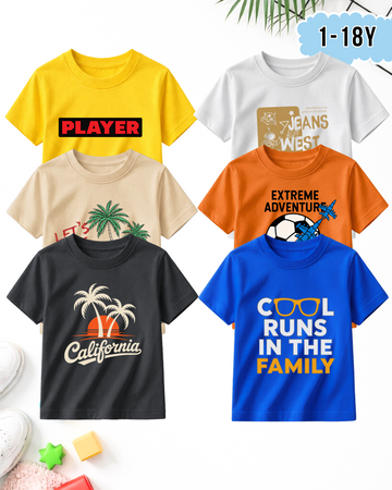 Pack of 6 Kids Printed T-Shirts – Prints for Boys (Code 5317)