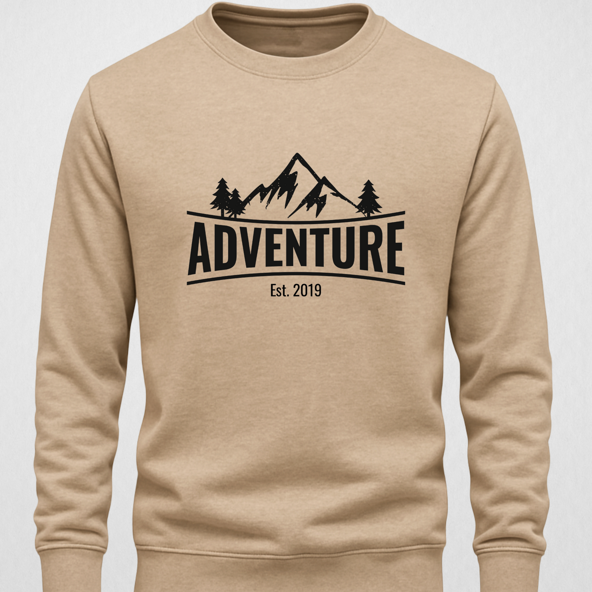 Beige Men's Printed Sweatshirt – Warm and Stylish Fleece (3786)