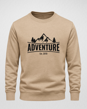 Beige Men's Printed Sweatshirt – Warm and Stylish Fleece (3786)