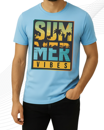 Sky Blue Summer T-Shirt/Tee for Men – Cotton Jersey Fabric (Code 5151)