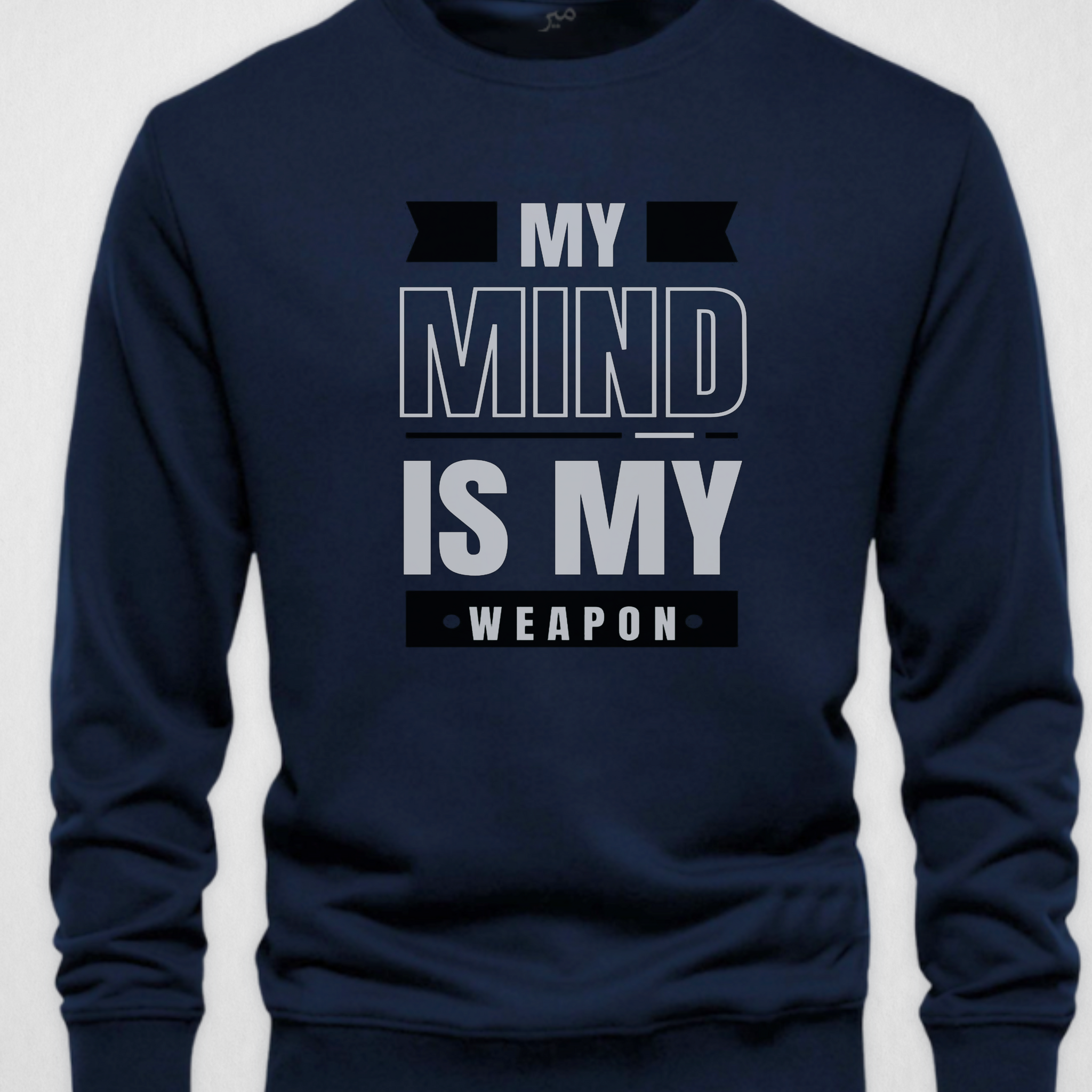 Navy Blue Men's Printed Sweatshirt – Warm and Stylish Fleece (3768)