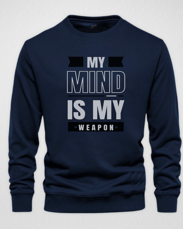 Navy Blue Men's Printed Sweatshirt – Warm and Stylish Fleece (3768)