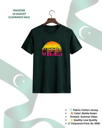 Bottle Green Printed T-Shirt/Tee for Men – Cotton Jersey Fabric (Code 5530)