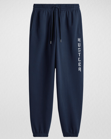 Navy blue Printed (Hustler) Sweatpants Warm & Comfortable Fleece (3535)