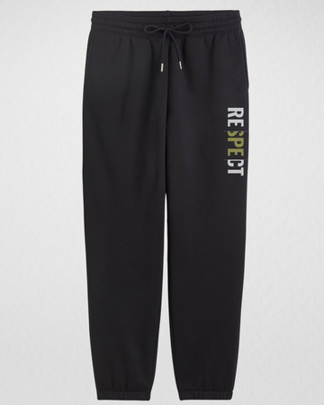 Black Printed (RESPECT) Sweatpants Warm & Comfortable Fleece (3533)