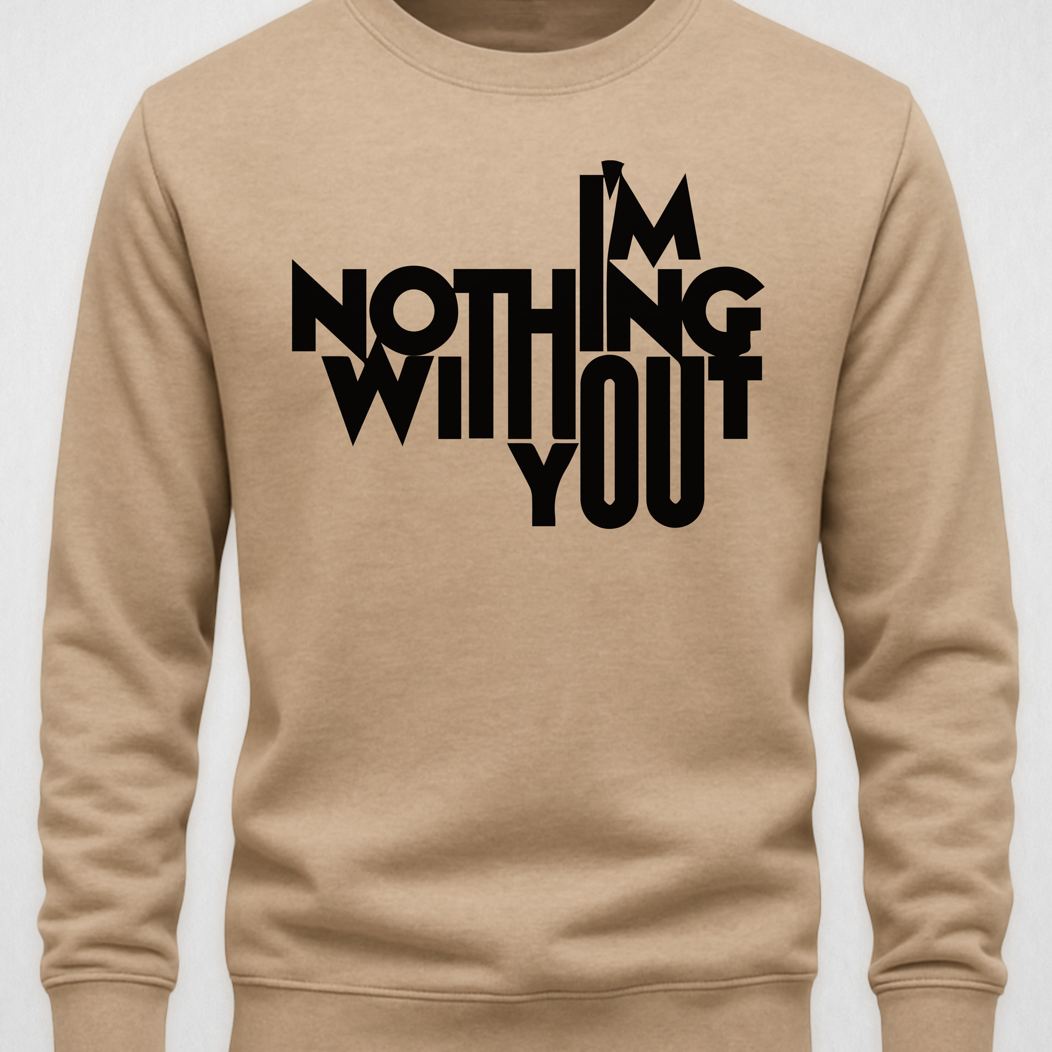 Beige Men's Printed Sweatshirt – Warm and Stylish Fleece (3770)