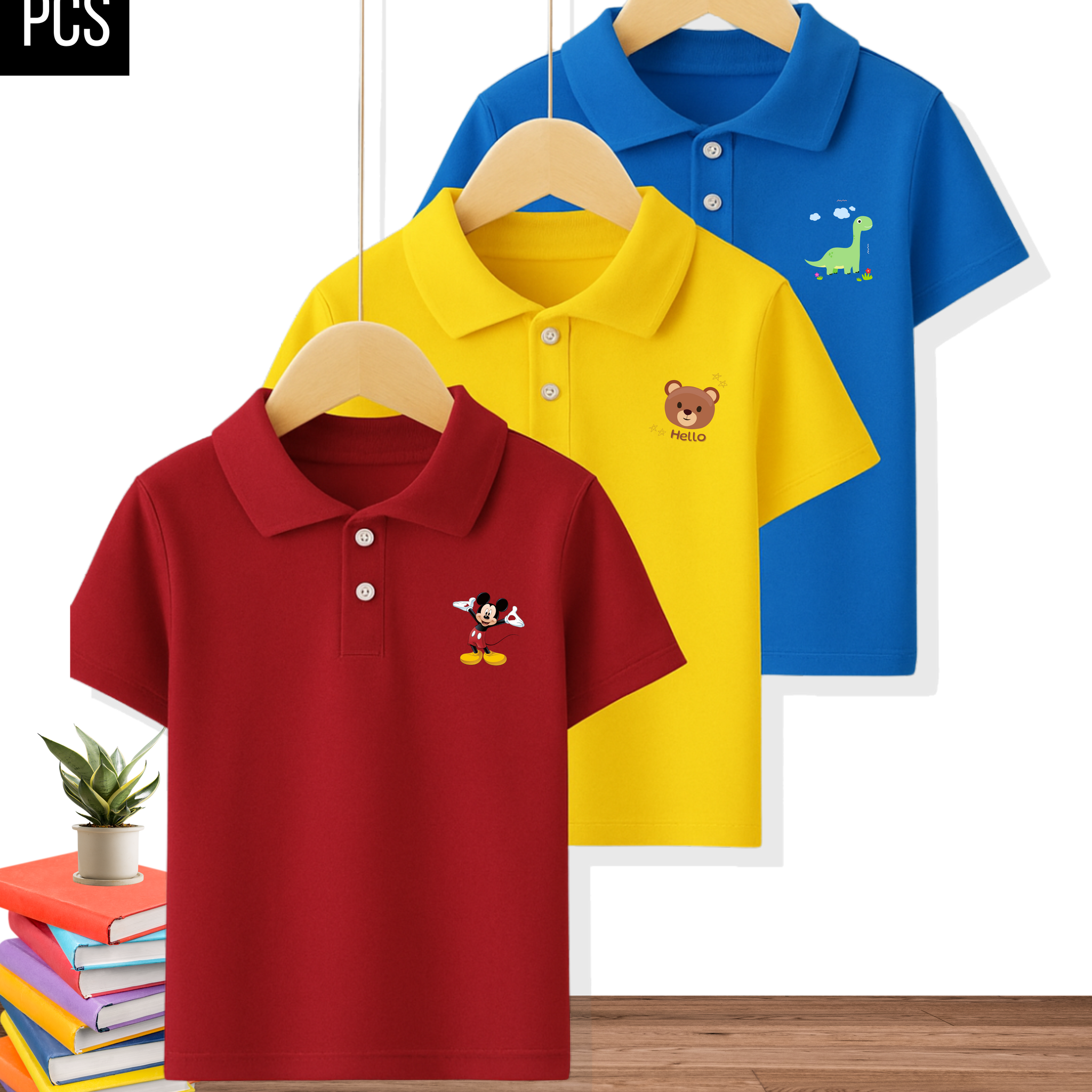 Kids Cool Colors Printed Polo Combo – Pack of 3  (3379)