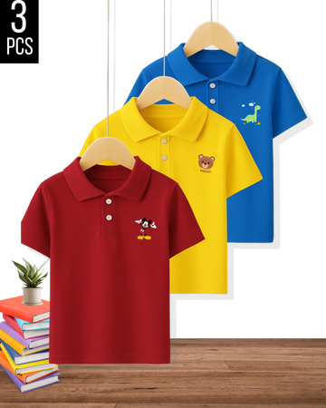 Kids Cool Colors Printed Polo Combo – Pack of 3  (3379)