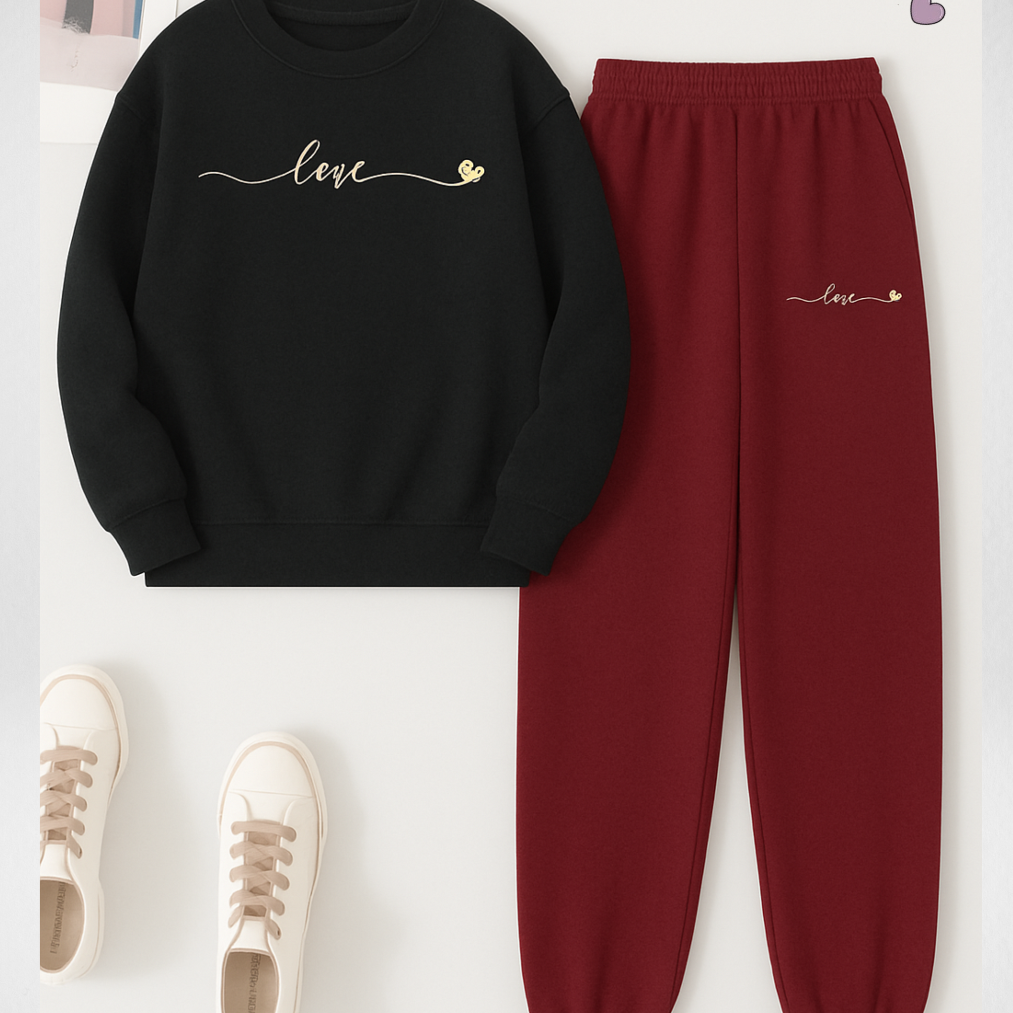 2 Pcs Love Winter TrackSuit (Code 3655)