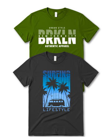 Premium Pack Of 2 Printed T-Shirt/Tee for Men – Cotton Jersey Fabric (3151)