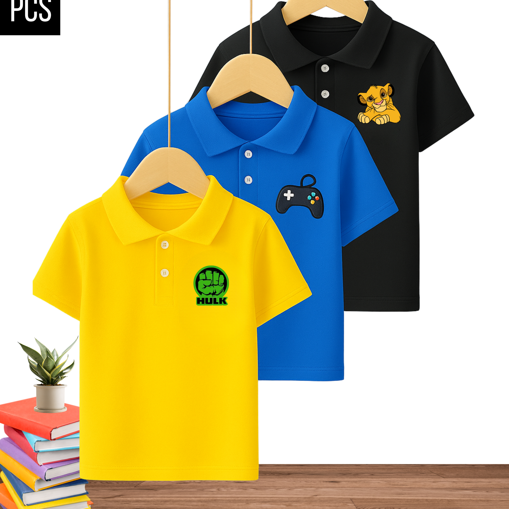 Rainbow Printed Polo Combo– Pack of 3  (3381)
