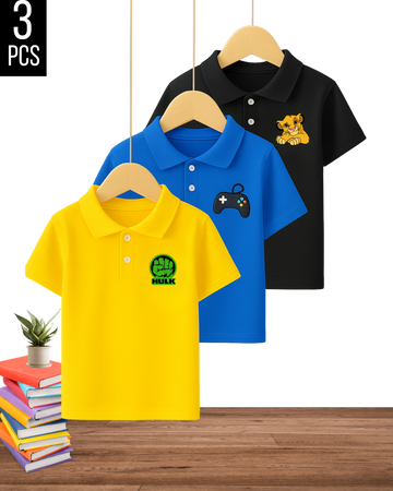 Rainbow Printed Polo Combo– Pack of 3  (3381)