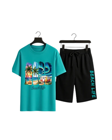 Beach Life Co-Ord Set T-Shirt With Short (Code 3687)