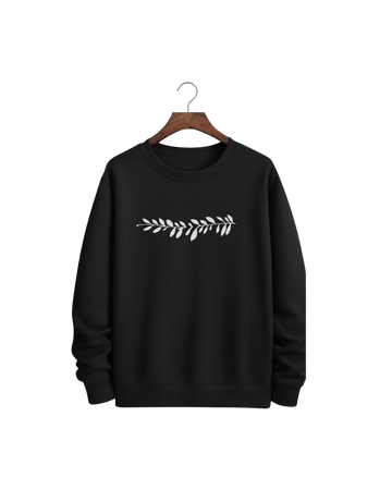 Girls Black Leaves Printed Winter Sweatshirt (Code 4647)