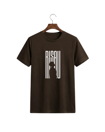 Dark Brown Printed T-Shirt/Tee for Men – Cotton Jersey Fabric (Code 5531)