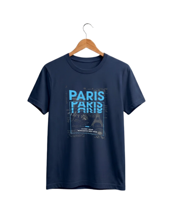Navy Blue Printed T-Shirt/Tee for Men – Cotton Jersey Fabric (Code 5545)