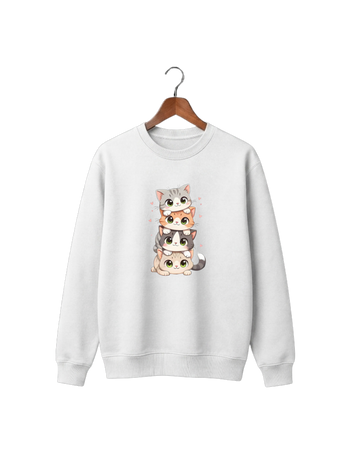 Women's White Printed Sweatshirt (Code 5916)