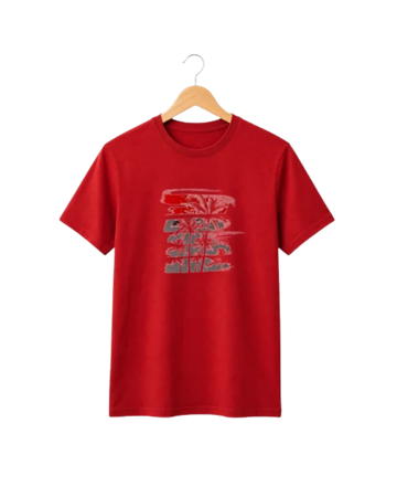 Red Vintage Tree T-Shirt/Tee for Men – Cotton Jersey Fabric (Code 5492)